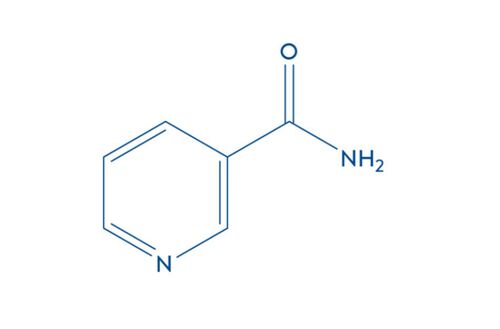 Representação da molécula de niacinamida.